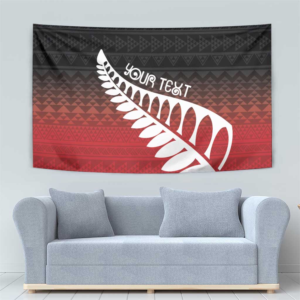 Red Silver Fern Spirit Taniko Tukutuku Personalised Tapestry