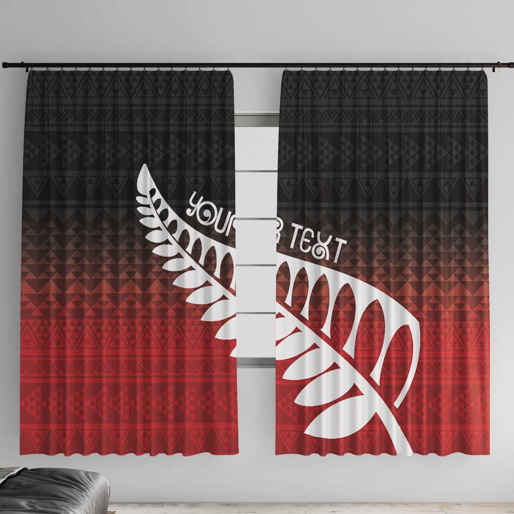 Red Silver Fern Spirit Taniko Tukutuku Personalised Window Curtain