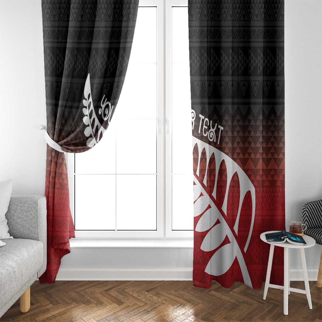 Red Silver Fern Spirit Taniko Tukutuku Personalised Window Curtain