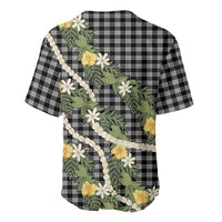 Aloha Puakenikeni Anthurium Pikake Lei Baseball Jersey Black Hawaiian Palaka Pattern LT9 - Polynesian Pride