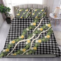 Aloha Puakenikeni Anthurium Pikake Lei Bedding Set Black Hawaiian Palaka Pattern