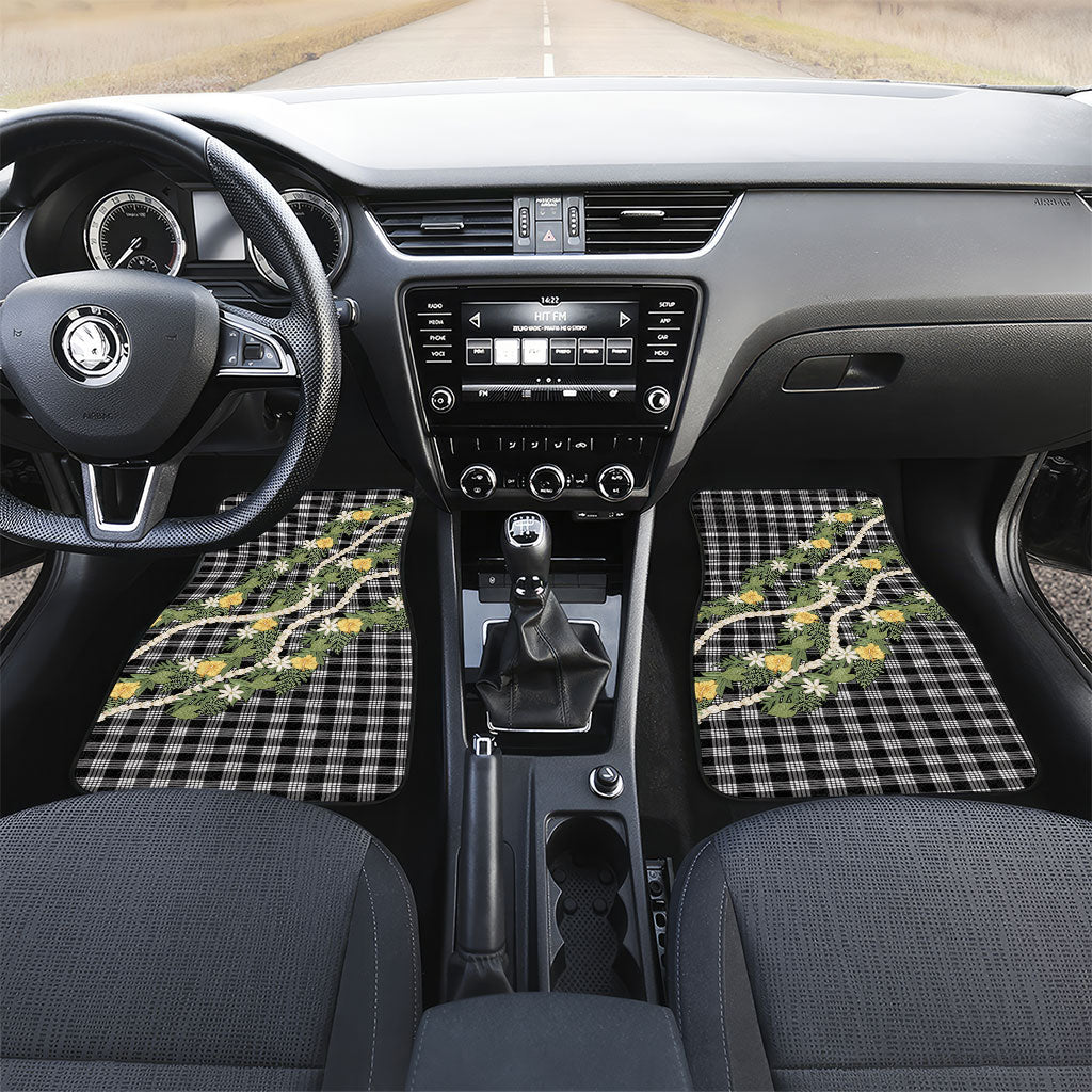 Aloha Puakenikeni Anthurium Pikake Lei Car Mats Black Hawaiian Palaka Pattern