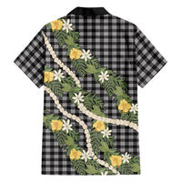 Aloha Puakenikeni Anthurium Pikake Lei Family Matching Mermaid Dress and Hawaiian Shirt Black Hawaiian Palaka Pattern LT9 - Polynesian Pride