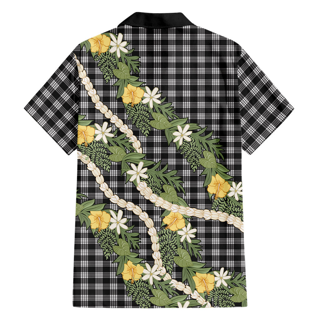 Aloha Puakenikeni Anthurium Pikake Lei Family Matching Off Shoulder Maxi Dress and Hawaiian Shirt Black Hawaiian Palaka Pattern LT9 - Polynesian Pride