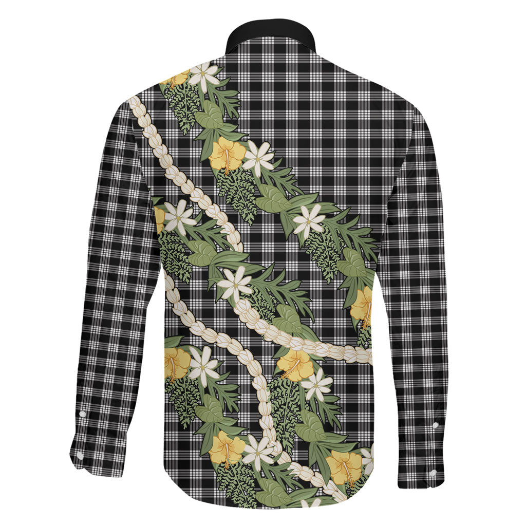 Aloha Puakenikeni Anthurium Pikake Lei Family Matching Puletasi and Hawaiian Shirt Black Hawaiian Palaka Pattern LT9 - Polynesian Pride