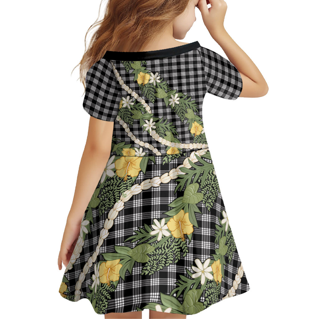 Aloha Puakenikeni Anthurium Pikake Lei Family Matching Summer Maxi Dress and Hawaiian Shirt Black Hawaiian Palaka Pattern LT9 - Polynesian Pride