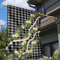 Aloha Puakenikeni Anthurium Pikake Lei Garden Flag Black Hawaiian Palaka Pattern