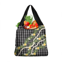 Aloha Puakenikeni Anthurium Pikake Lei Grocery Bag Black Hawaiian Palaka Pattern LT9 1-pack One Size Black - Polynesian Pride