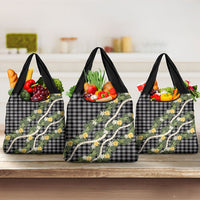 Aloha Puakenikeni Anthurium Pikake Lei Grocery Bag Black Hawaiian Palaka Pattern LT9 3-pack One Size Black - Polynesian Pride