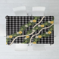 Aloha Puakenikeni Anthurium Pikake Lei Tablecloth Black Hawaiian Palaka Pattern LT9 Black - Polynesian Pride