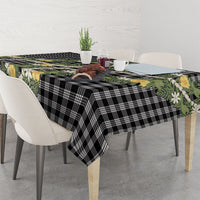 Aloha Puakenikeni Anthurium Pikake Lei Tablecloth Black Hawaiian Palaka Pattern LT9 - Polynesian Pride