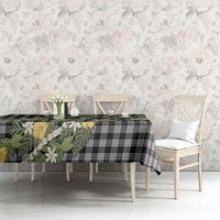 Aloha Puakenikeni Anthurium Pikake Lei Tablecloth Black Hawaiian Palaka Pattern LT9 - Polynesian Pride