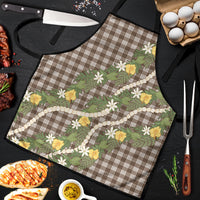 Aloha Puakenikeni Anthurium Pikake Lei Apron Chocolate Hawaiian Palaka Pattern