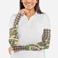 Aloha Puakenikeni Anthurium Pikake Lei Arm Sleeves Chocolate Hawaiian Palaka Pattern LT9 - Polynesian Pride