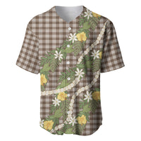 Aloha Puakenikeni Anthurium Pikake Lei Baseball Jersey Chocolate Hawaiian Palaka Pattern