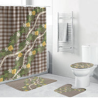 Aloha Puakenikeni Anthurium Pikake Lei Bathroom Set Chocolate Hawaiian Palaka Pattern