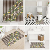 Aloha Puakenikeni Anthurium Pikake Lei Bathroom Set Chocolate Hawaiian Palaka Pattern