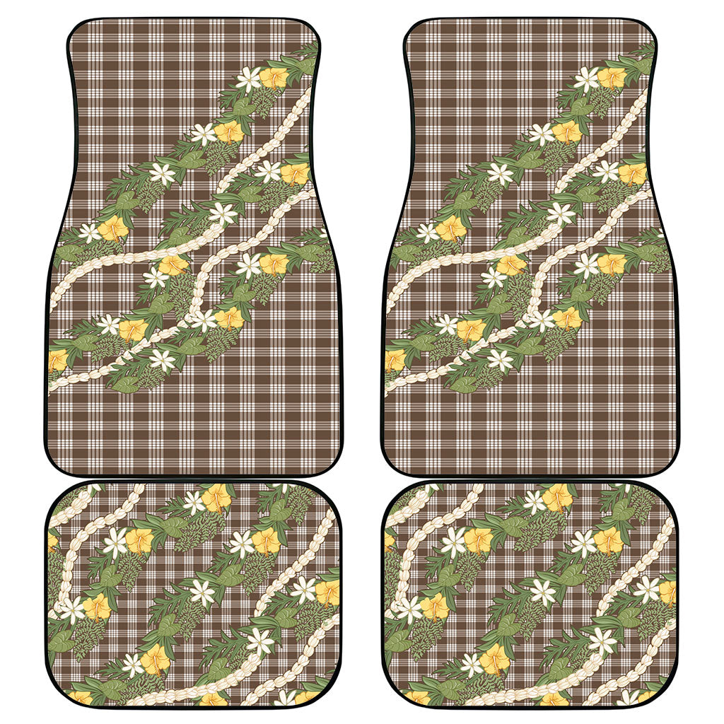 Aloha Puakenikeni Anthurium Pikake Lei Car Mats Chocolate Hawaiian Palaka Pattern