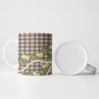 Aloha Puakenikeni Anthurium Pikake Lei Ceramic Mug Chocolate Hawaiian Palaka Pattern