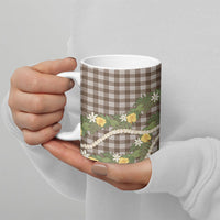Aloha Puakenikeni Anthurium Pikake Lei Ceramic Mug Chocolate Hawaiian Palaka Pattern