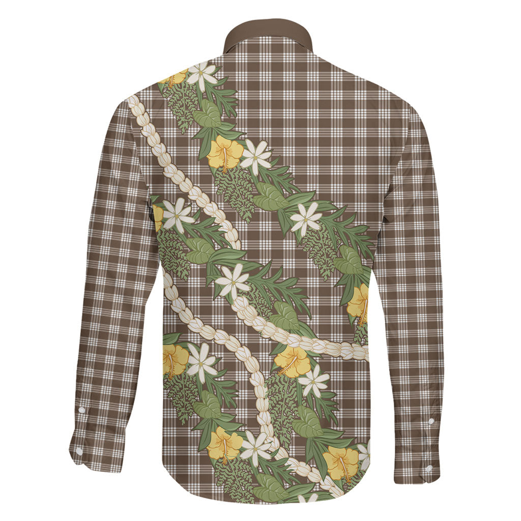 Aloha Puakenikeni Anthurium Pikake Lei Family Matching Summer Maxi Dress and Hawaiian Shirt Chocolate Hawaiian Palaka Pattern LT9 - Polynesian Pride
