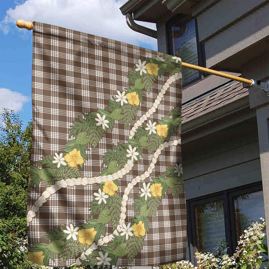 Aloha Puakenikeni Anthurium Pikake Lei Garden Flag Chocolate Hawaiian Palaka Pattern