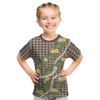 Aloha Puakenikeni Anthurium Pikake Lei Kid T Shirt Chocolate Hawaiian Palaka Pattern LT9 Chocolate - Polynesian Pride