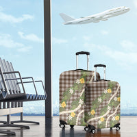 Aloha Puakenikeni Anthurium Pikake Lei Luggage Cover Chocolate Hawaiian Palaka Pattern