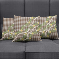 Aloha Puakenikeni Anthurium Pikake Lei Pillow Cover Chocolate Hawaiian Palaka Pattern LT9 - Polynesian Pride