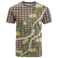 Aloha Puakenikeni Anthurium Pikake Lei T Shirt Chocolate Hawaiian Palaka Pattern