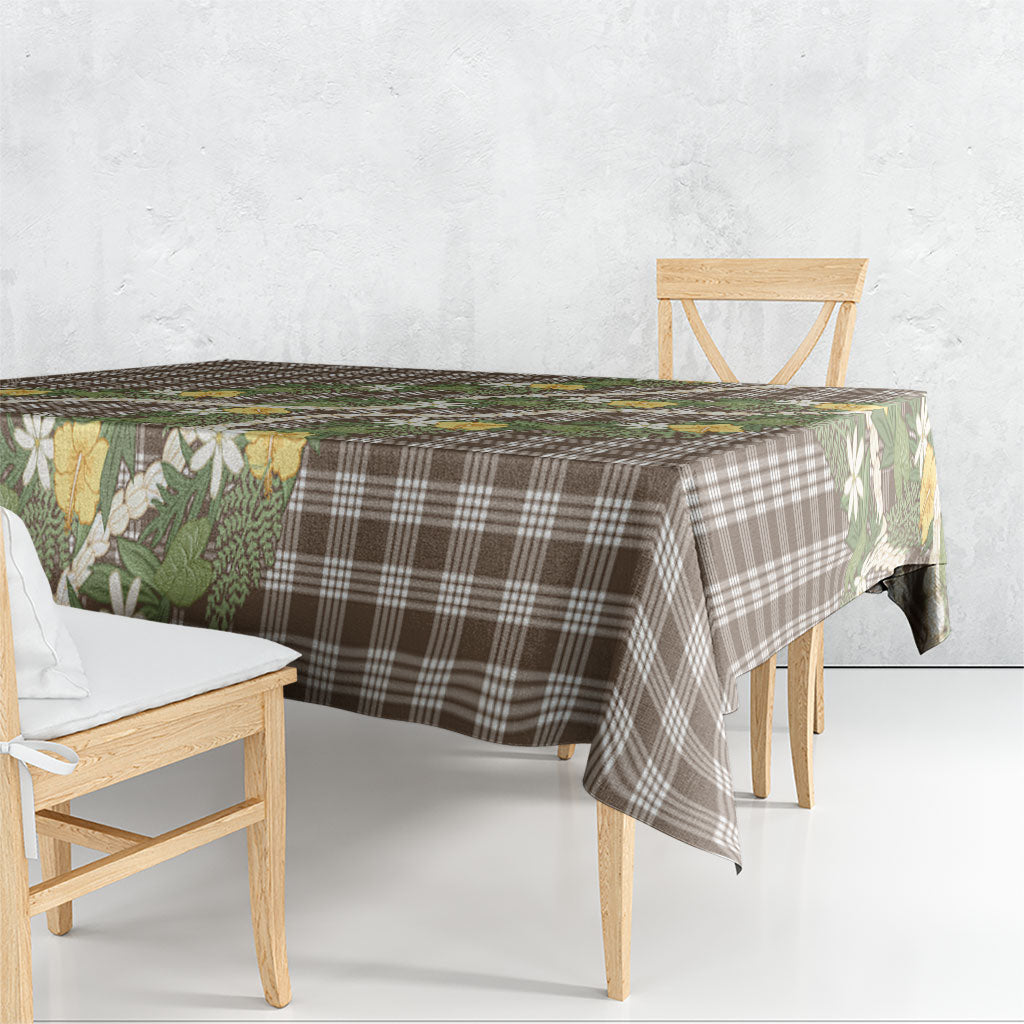 Aloha Puakenikeni Anthurium Pikake Lei Tablecloth Chocolate Hawaiian Palaka Pattern LT9 - Polynesian Pride