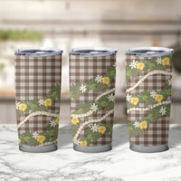 Aloha Puakenikeni Anthurium Pikake Lei Tumbler Cup Chocolate Hawaiian Palaka Pattern LT9 - Polynesian Pride