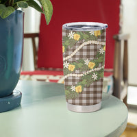 Aloha Puakenikeni Anthurium Pikake Lei Tumbler Cup Chocolate Hawaiian Palaka Pattern LT9 - Polynesian Pride