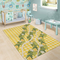 Aloha Puakenikeni Anthurium Pikake Lei Area Rug Gold Hawaiian Palaka Pattern