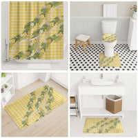 Aloha Puakenikeni Anthurium Pikake Lei Bathroom Set Gold Hawaiian Palaka Pattern