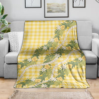 Aloha Puakenikeni Anthurium Pikake Lei Blanket Gold Hawaiian Palaka Pattern