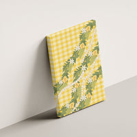 Aloha Puakenikeni Anthurium Pikake Lei Canvas Wall Art Gold Hawaiian Palaka Pattern