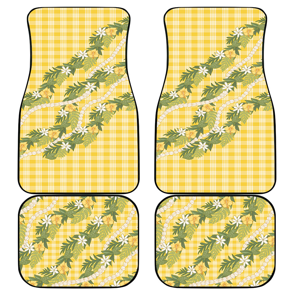 Aloha Puakenikeni Anthurium Pikake Lei Car Mats Gold Hawaiian Palaka Pattern
