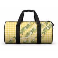 Aloha Puakenikeni Anthurium Pikake Lei Duffle Bag Gold Hawaiian Palaka Pattern LT9 One size Gold - Polynesian Pride