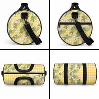 Aloha Puakenikeni Anthurium Pikake Lei Duffle Bag Gold Hawaiian Palaka Pattern LT9 - Polynesian Pride