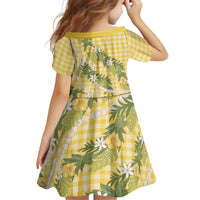 Aloha Puakenikeni Anthurium Pikake Lei Family Matching Off The Shoulder Long Sleeve Dress and Hawaiian Shirt Gold Hawaiian Palaka Pattern LT9 - Polynesian Pride