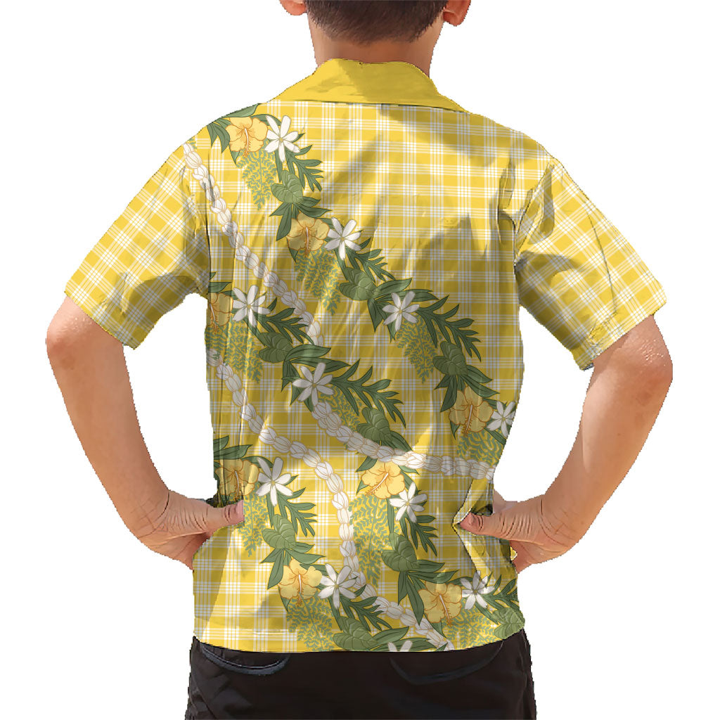 Aloha Puakenikeni Anthurium Pikake Lei Family Matching Tank Maxi Dress and Hawaiian Shirt Gold Hawaiian Palaka Pattern LT9 - Polynesian Pride