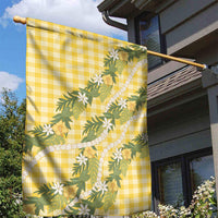 Aloha Puakenikeni Anthurium Pikake Lei Garden Flag Gold Hawaiian Palaka Pattern LT9 - Polynesian Pride