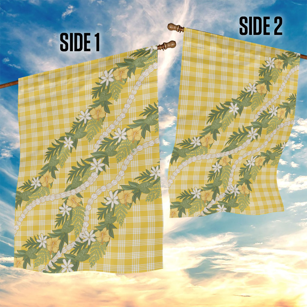 Aloha Puakenikeni Anthurium Pikake Lei Garden Flag Gold Hawaiian Palaka Pattern LT9 - Polynesian Pride