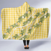 Aloha Puakenikeni Anthurium Pikake Lei Hooded Blanket Gold Hawaiian Palaka Pattern LT9 One Size Gold - Polynesian Pride