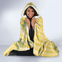 Aloha Puakenikeni Anthurium Pikake Lei Hooded Blanket Gold Hawaiian Palaka Pattern LT9 - Polynesian Pride