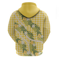 Aloha Puakenikeni Anthurium Pikake Lei Hoodie Gold Hawaiian Palaka Pattern