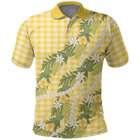 Aloha Puakenikeni Anthurium Pikake Lei Polo Shirt Gold Hawaiian Palaka Pattern LT9 Gold - Polynesian Pride