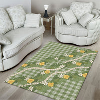Aloha Puakenikeni Anthurium Pikake Lei Area Rug Green Hawaiian Palaka Pattern