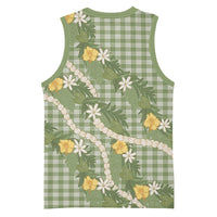 Aloha Puakenikeni Anthurium Pikake Lei Basketball Jersey Green Hawaiian Palaka Pattern